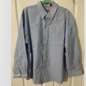 Mens Shirt IZOD Dress Casual Blue Stripes XL